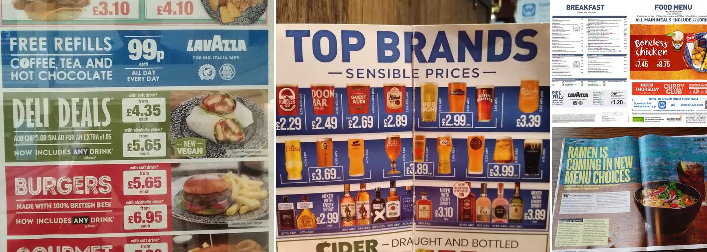 Wetherspoons Menu