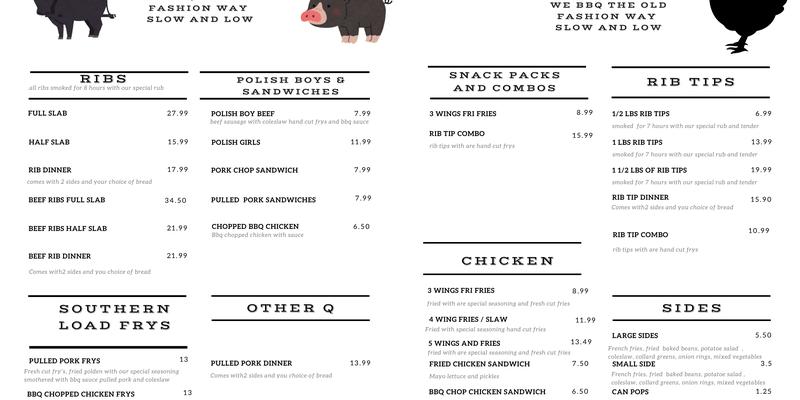 Southern BBQ & Minimart Menu