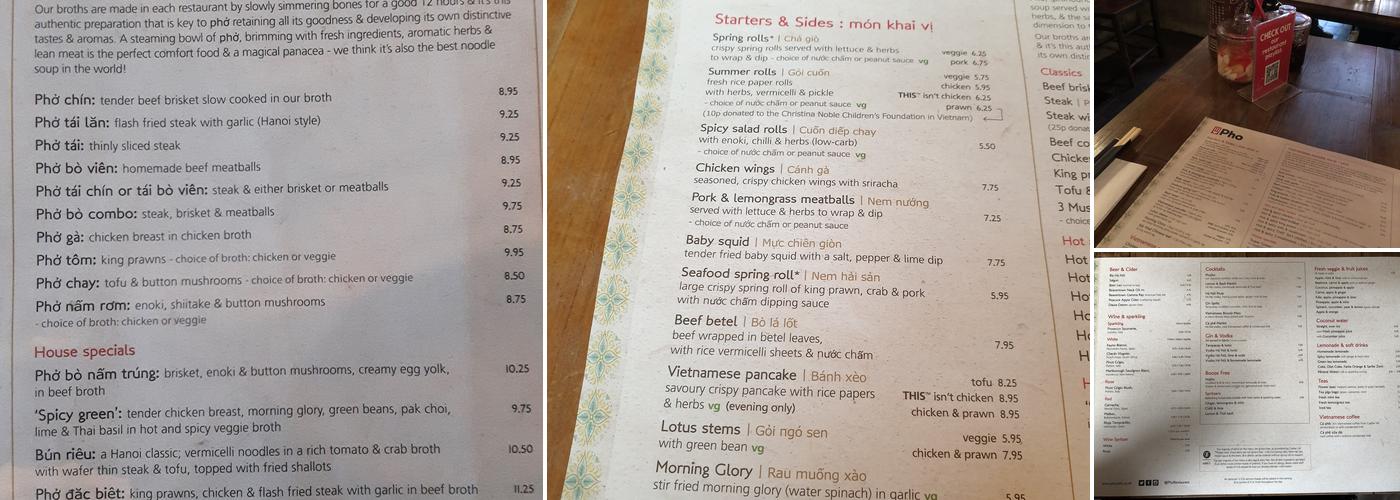 Pho Menu