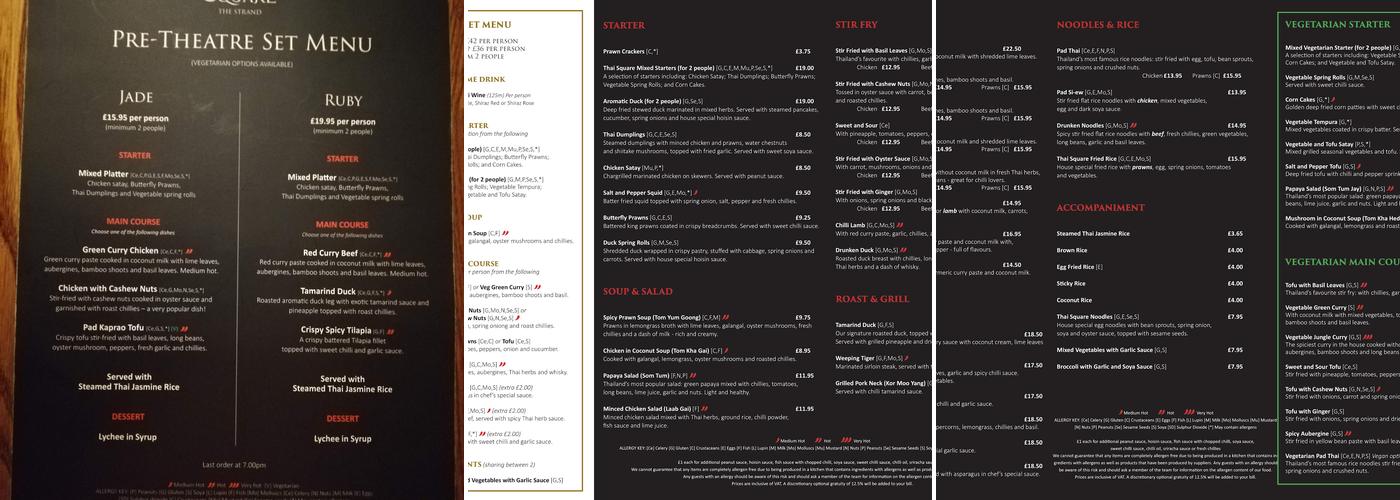Thai Square Strand Menu
