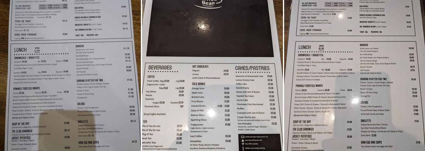 The Coffee Bean Menu