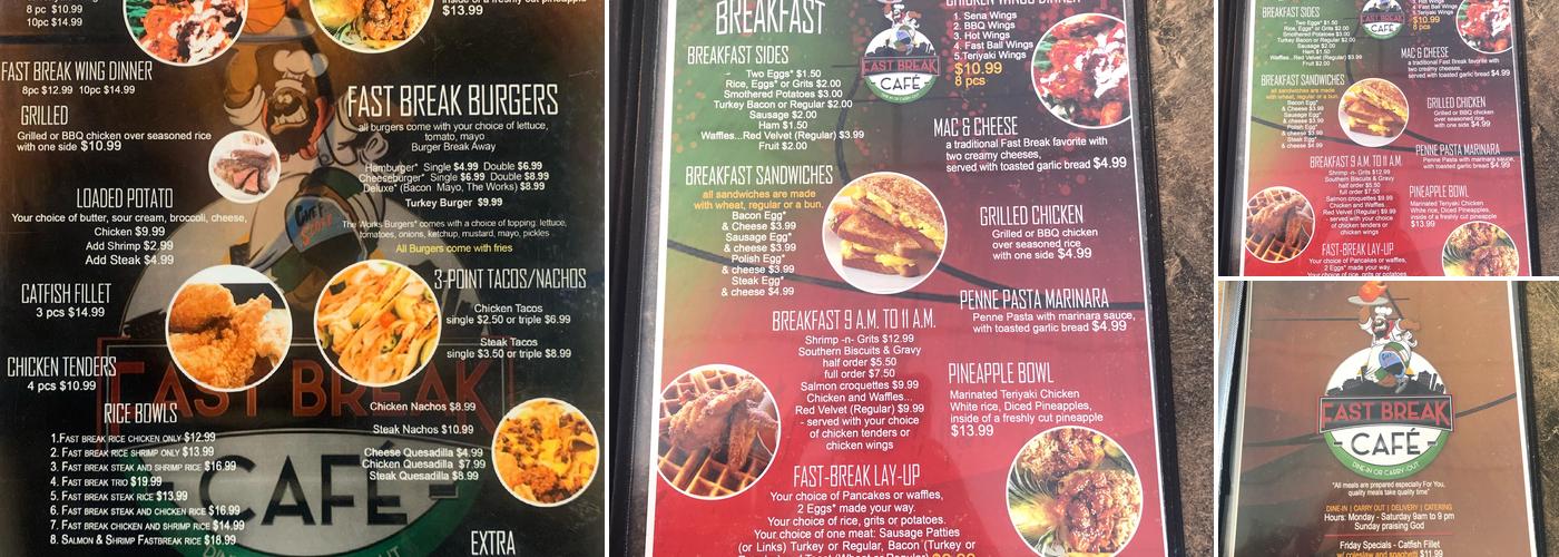 FASTBREAK CAFE Menu