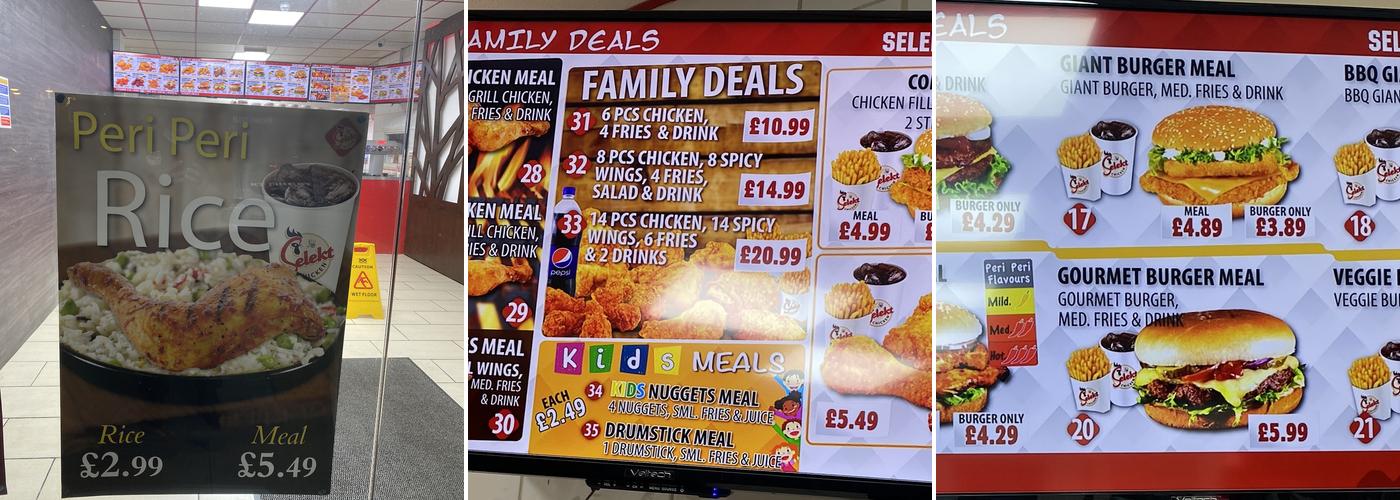 Selekt chicken High street Menu