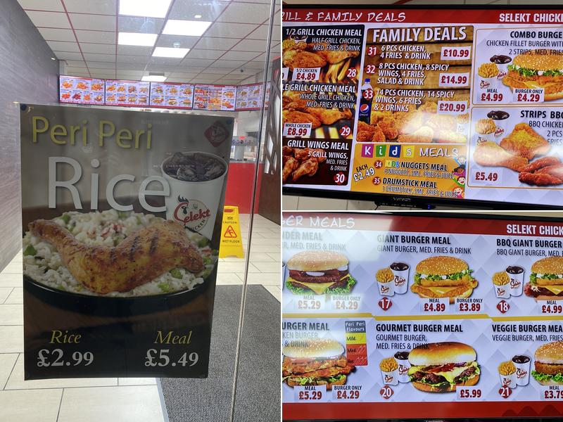 Selekt chicken High street Menu