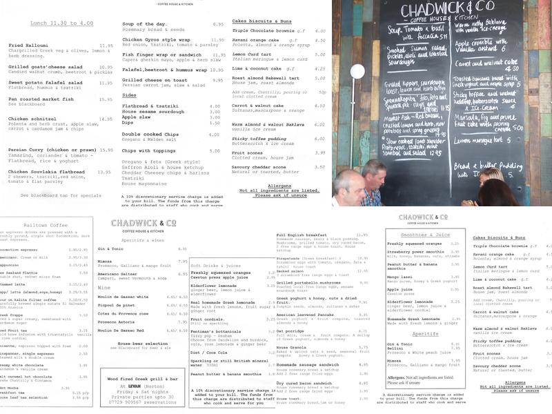 Chadwick & Co. - Coffee House and Kitchen Menu