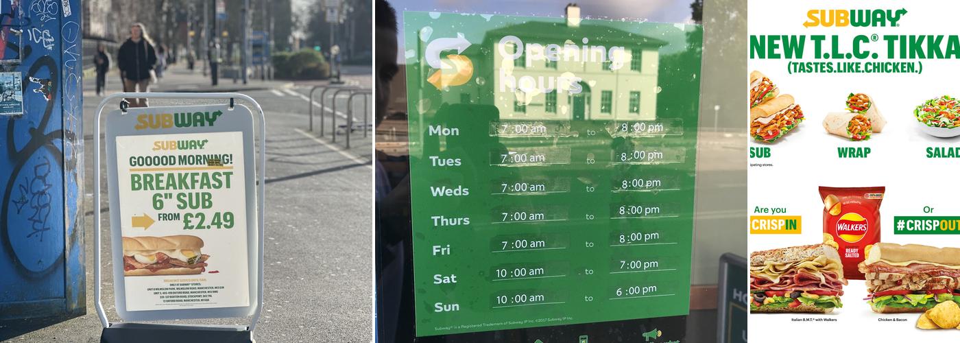 Subway Menu