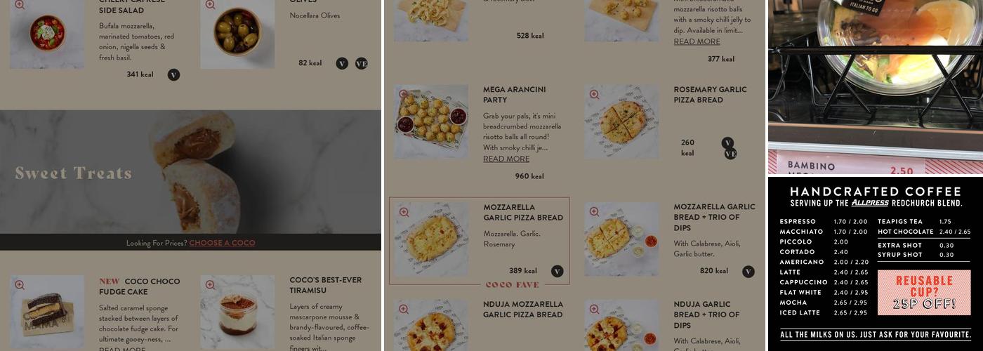 Coco di Mama - Italian To Go - Monument Menu