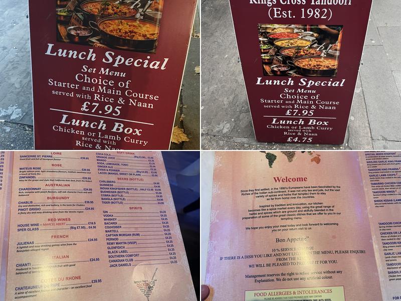 Kings Cross Tandoori Menu