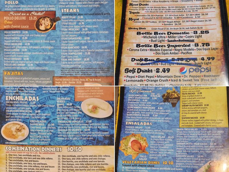 El tule oaxaca Mexican restaurant Menu
