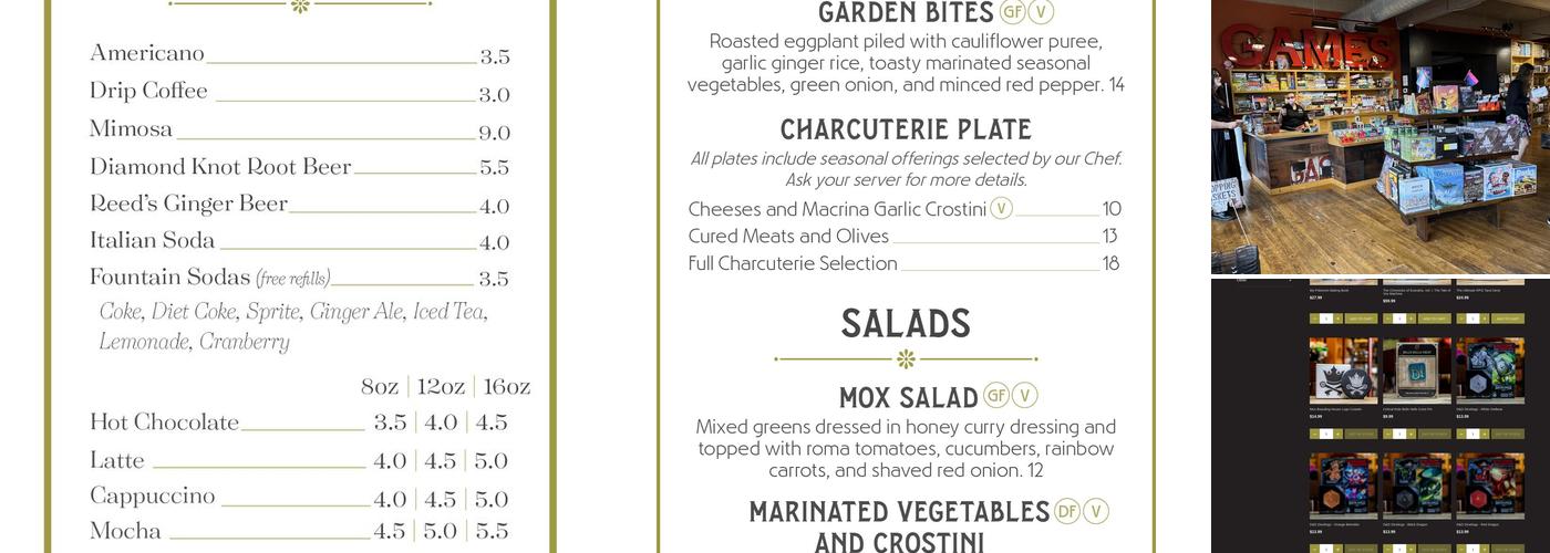 Mox Boarding House Menu