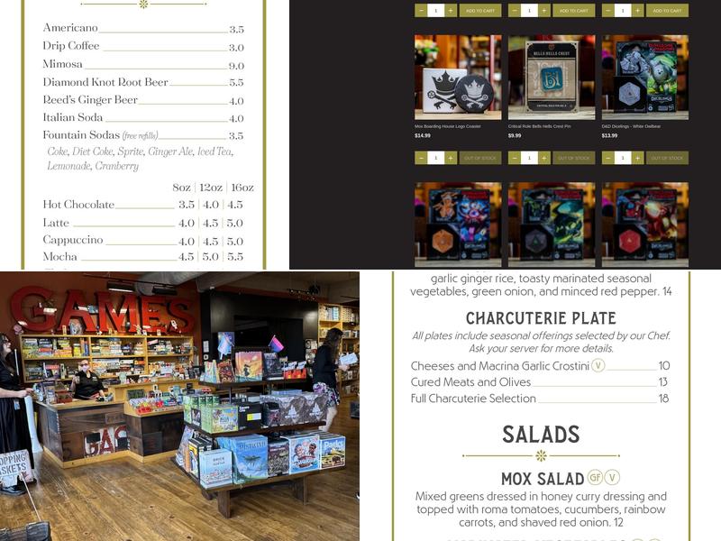 Mox Boarding House Menu