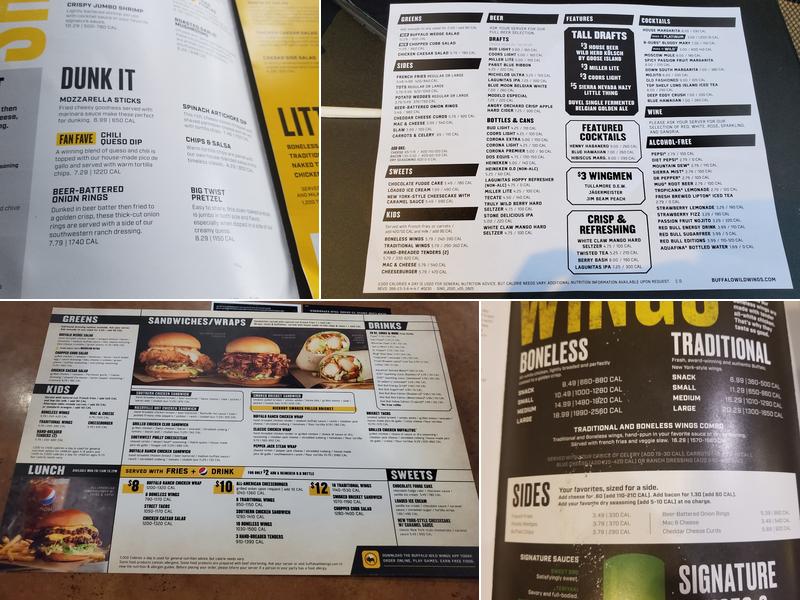 Buffalo Wild Wings Menu