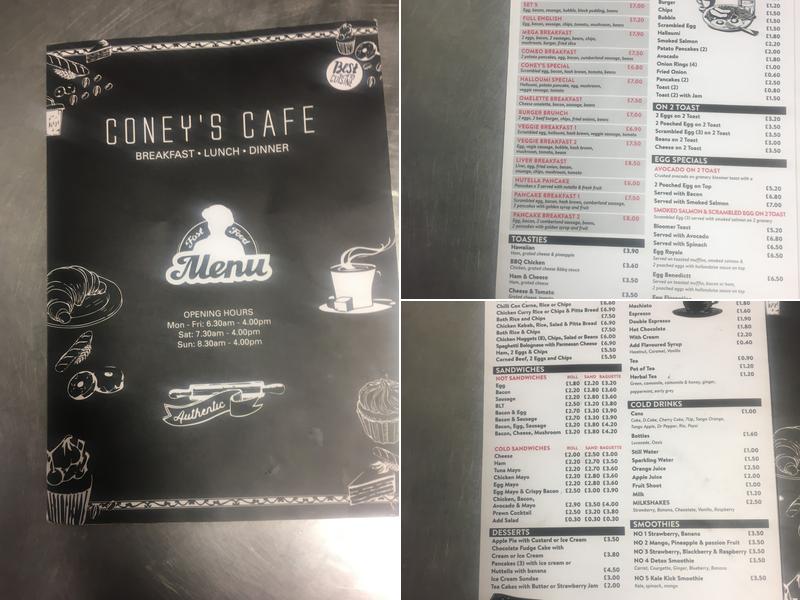 Coney's Cafe and Restaurant Menu