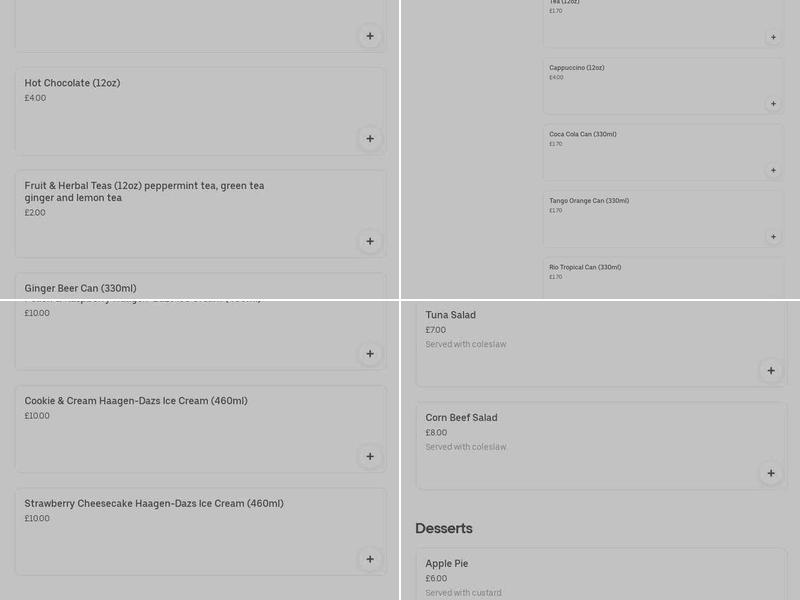 Star Cafe & Sandwich Bar Menu