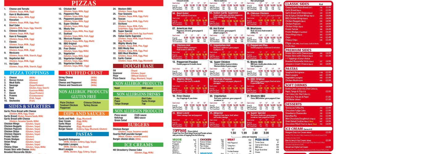 Super Pizza Menu