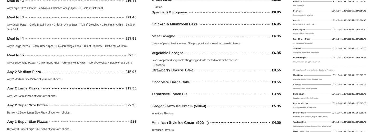 Dominic's Pizza - Brockley Menu