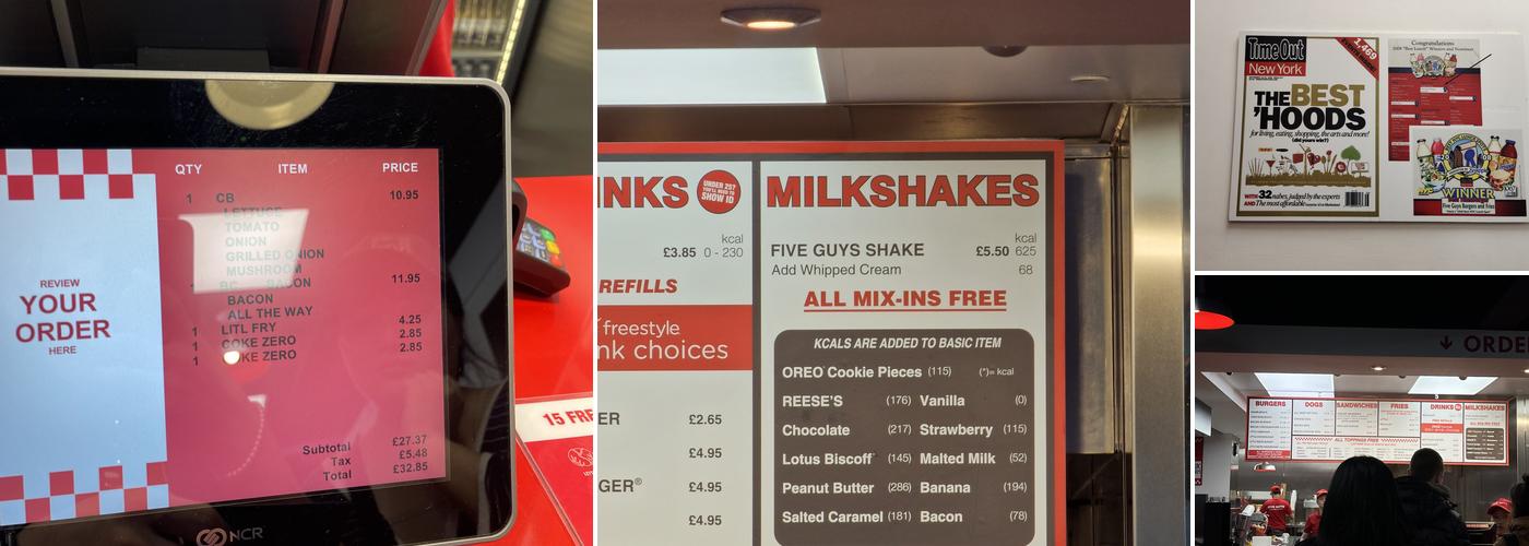 Five Guys Tower Bridge Menu