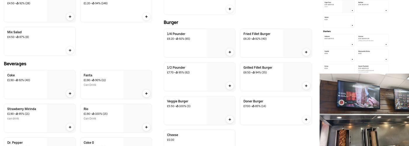 Charlton Kebab House Menu