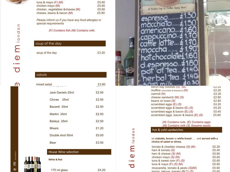 Carpe Diem Coffee Bar Menu