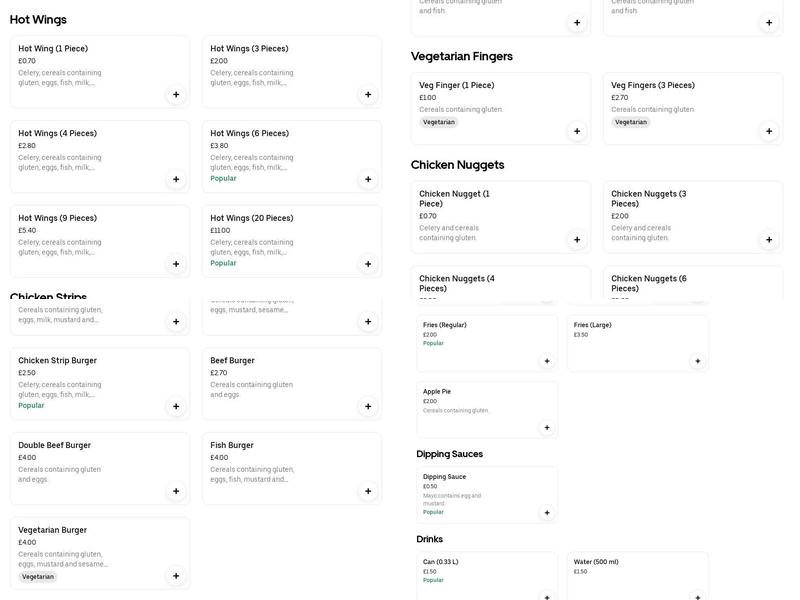 Western Fried Chicken Menu