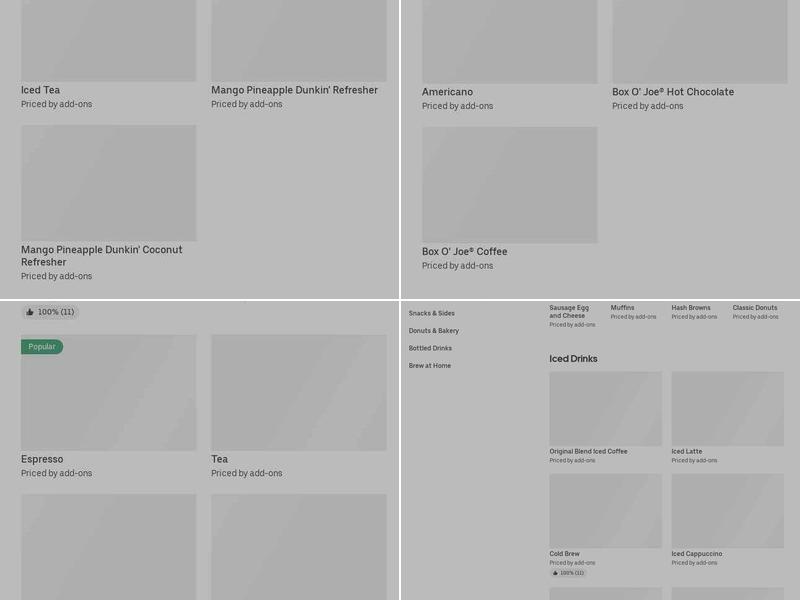 Dunkin Donuts Menu