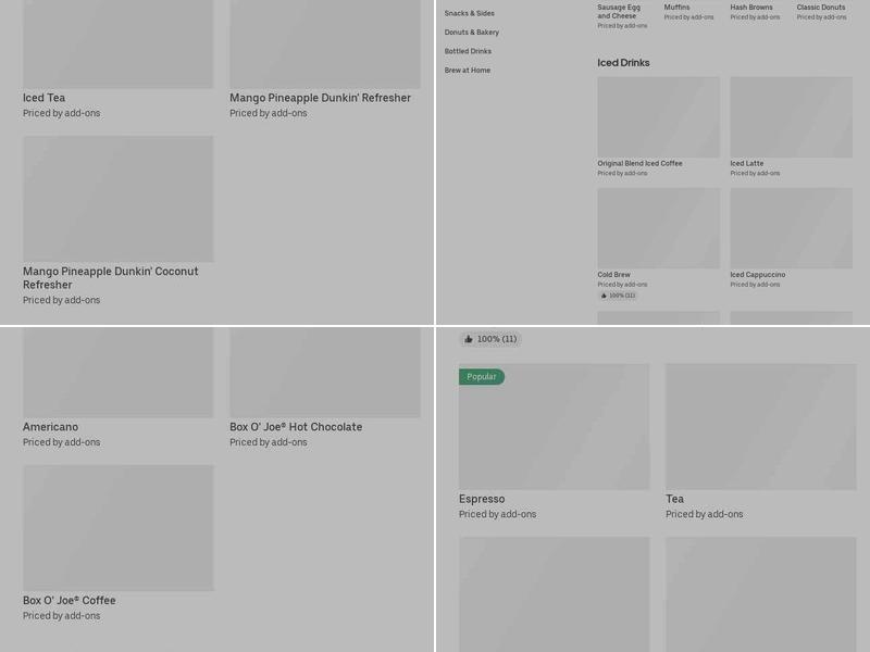 Dunkin Donuts Menu