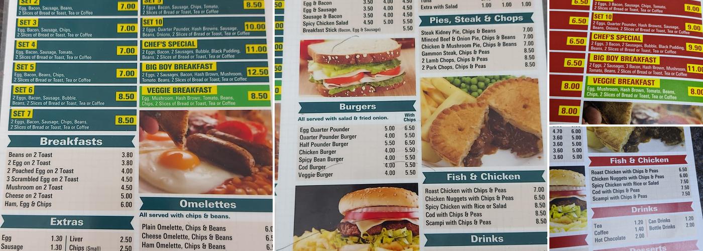 Harrold Hill Cafe Menu