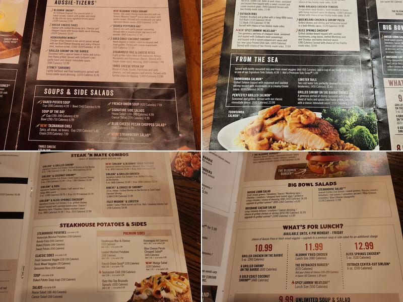 Outback Steakhouse Menu