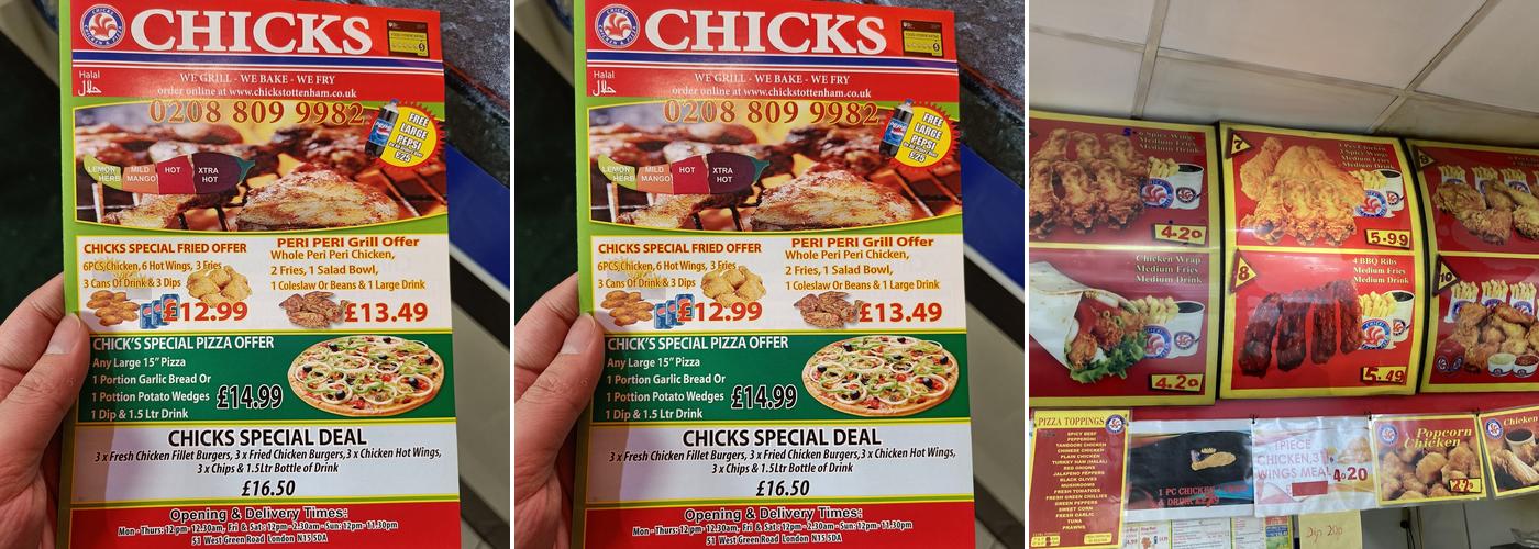 Chicks Pizza & Chicken Menu