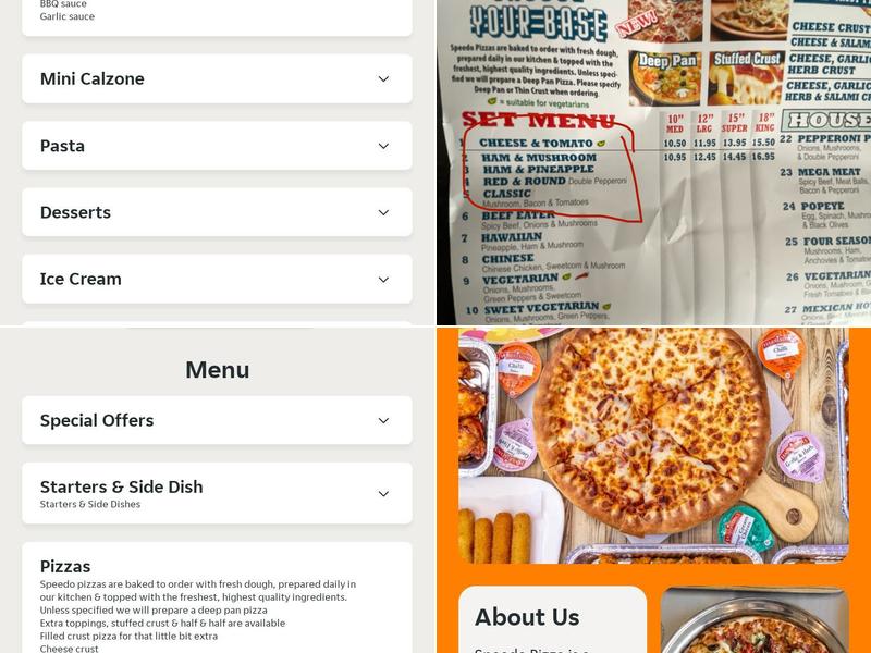 Speedo Pizza Menu