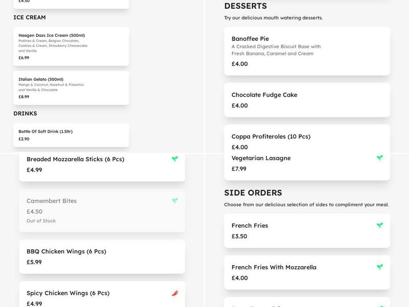 Bari Wood Oven Pizzeria North London Menu