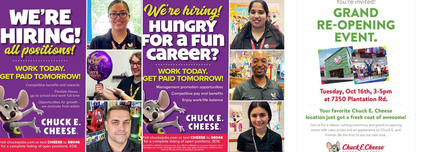 Chuck E. Cheese Menu