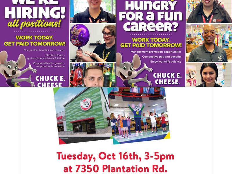 Chuck E. Cheese Menu