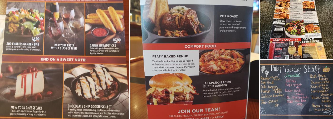 Ruby Tuesday Menu