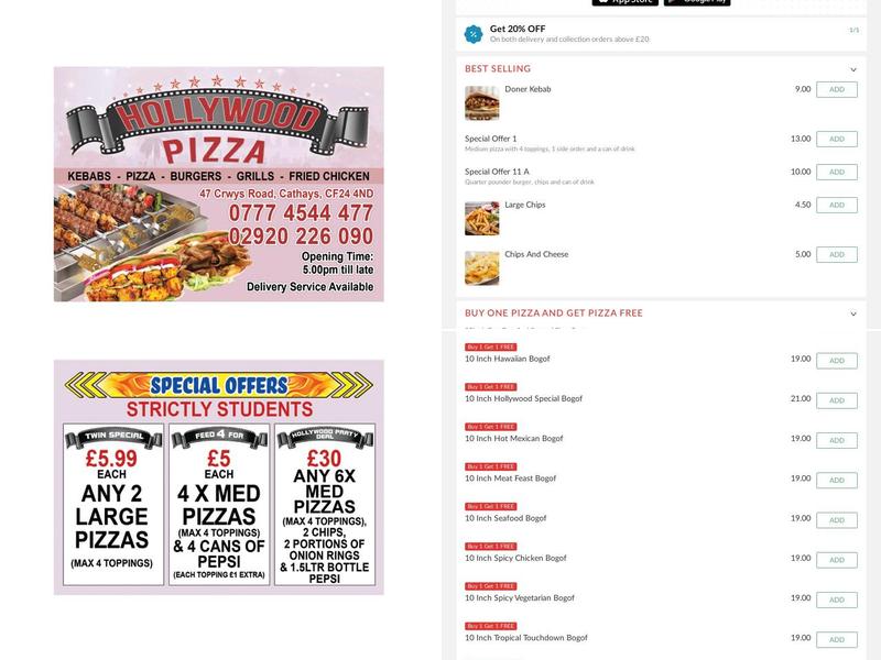 Hollywood Pizza Menu