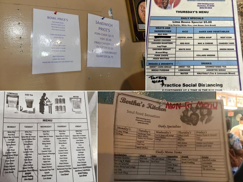 Bertha's Kitchen Menu