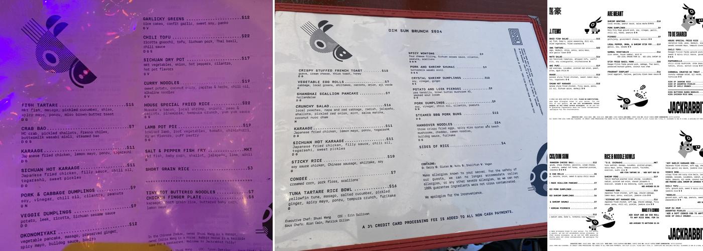 Jackrabbit Filly Menu