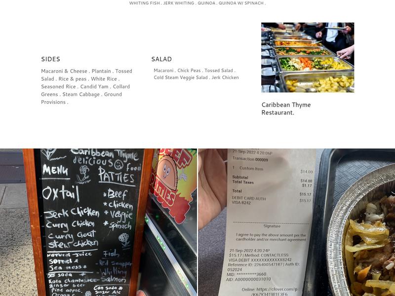 CARIBBEAN THYME Menu