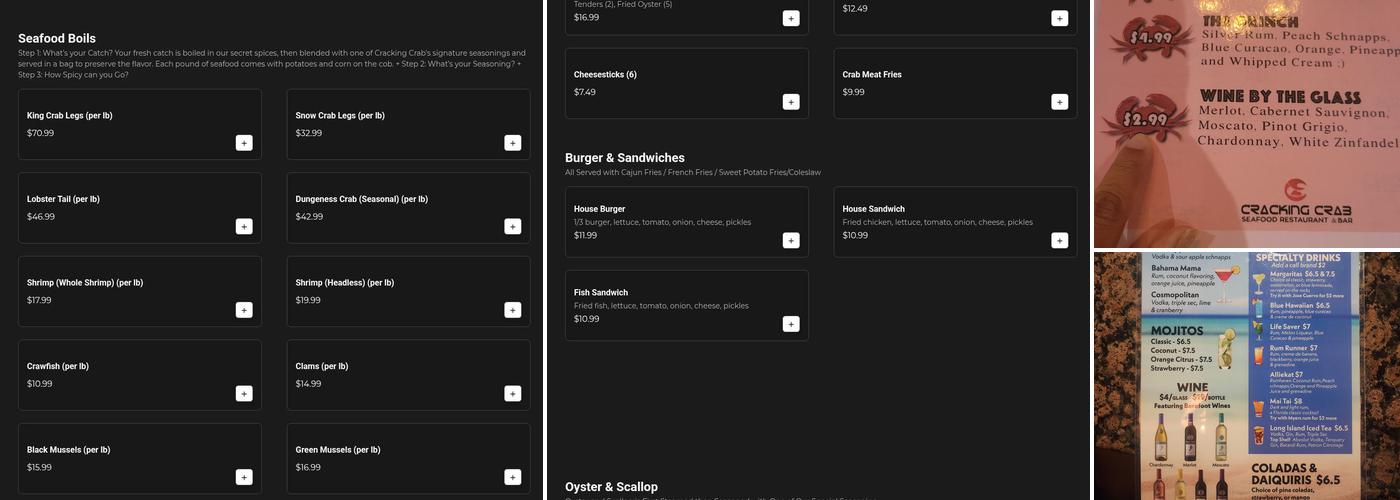 Cracking Crab Menu