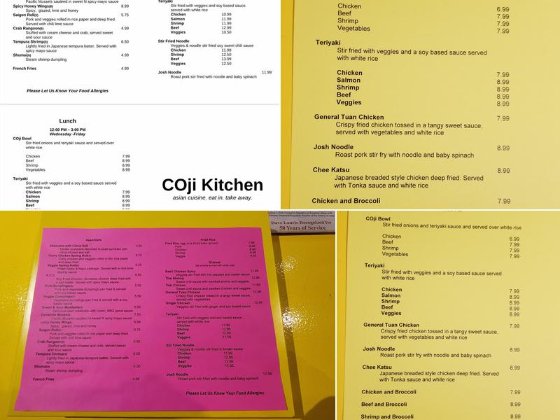 COji Kitchen Menu