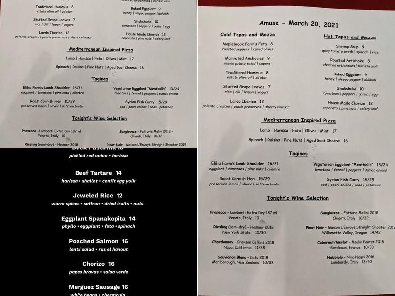 Amuse Culinary Menu
