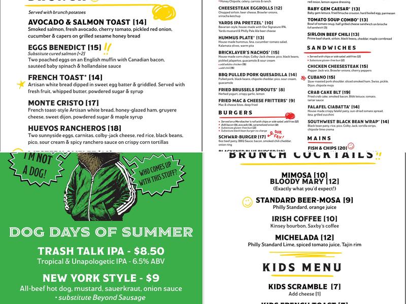 Yards Brewing Company Menu