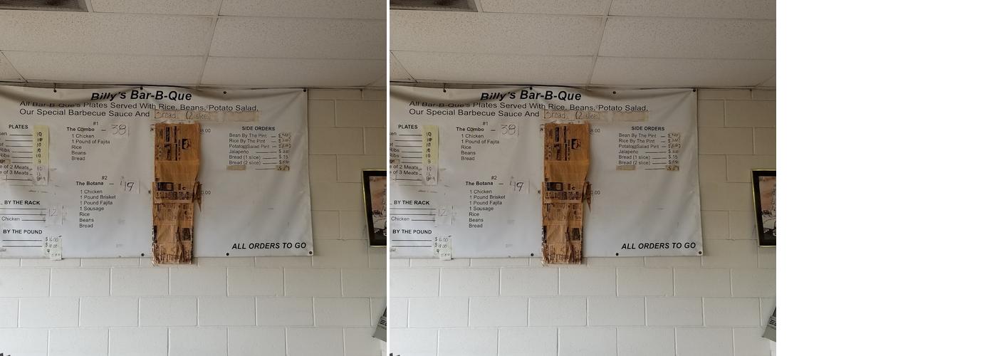Billy's BBQ Menu