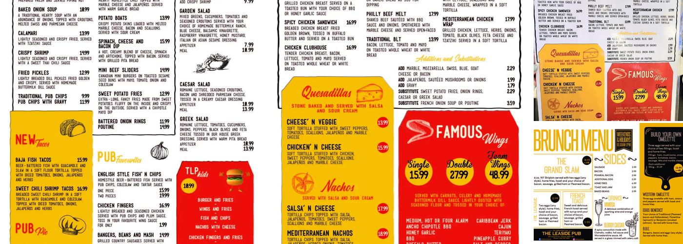 The Leaside Pub Menu