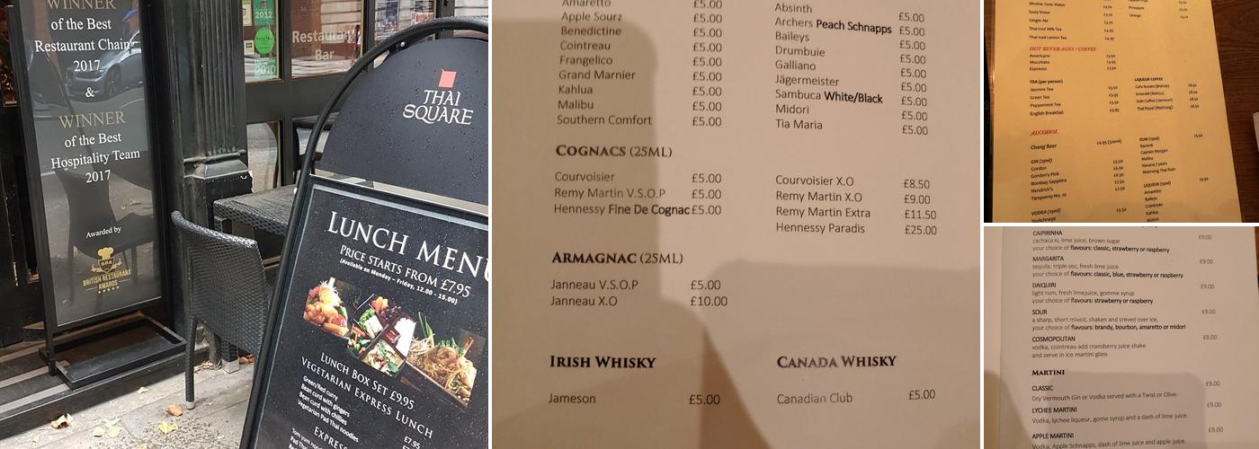 Thai Square Covent Garden Menu
