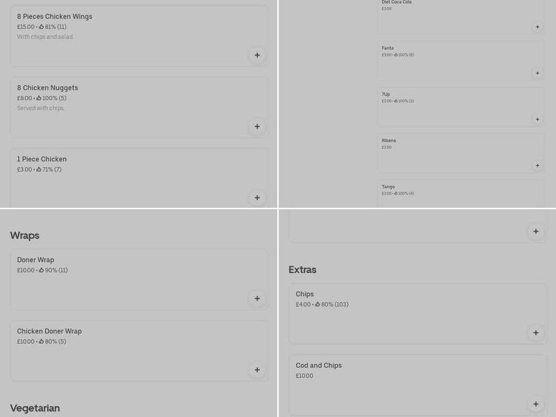 Walworth Kebab House London Menu