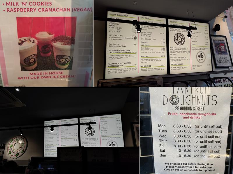 Tantrum Doughnuts Gordon Street Menu