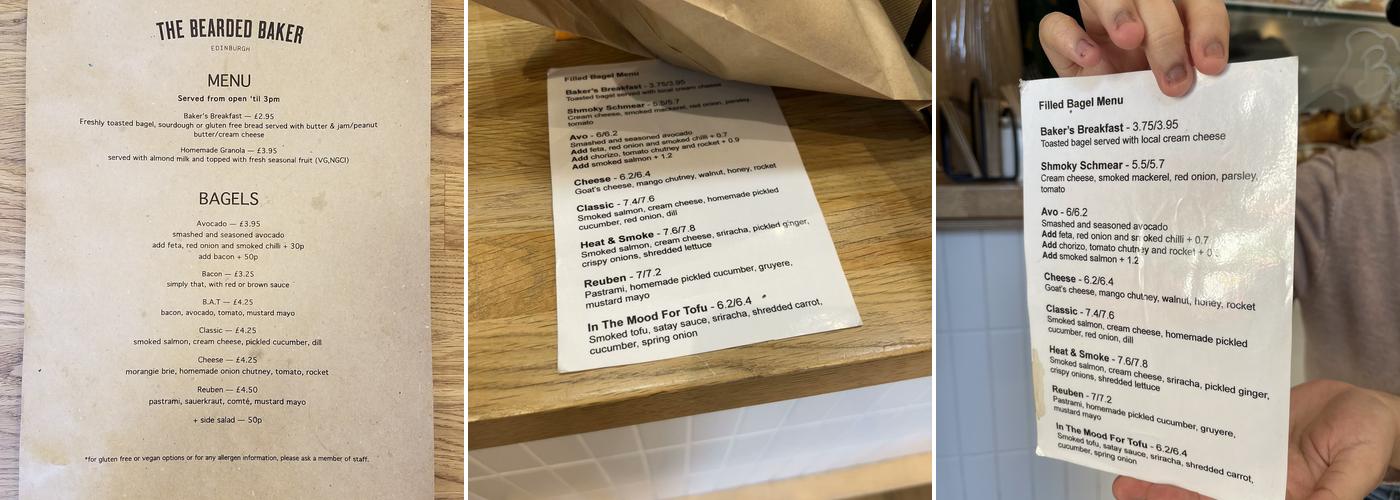 The Bearded Baker Menu