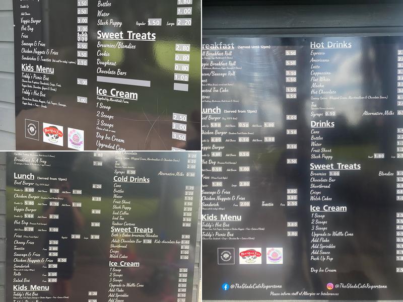 The Glade Cafe Menu