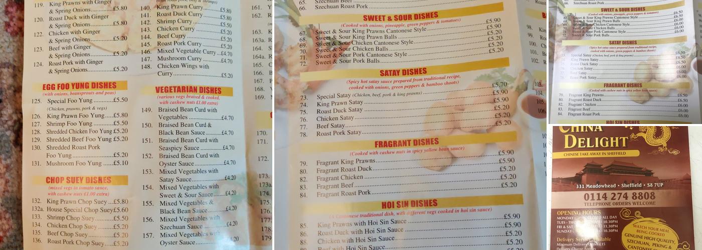 China Delight Menu